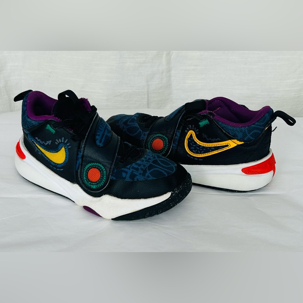 Nike Kids Team Hustle D II SW PS Sneakers - Black with Yellow and Red Highlights